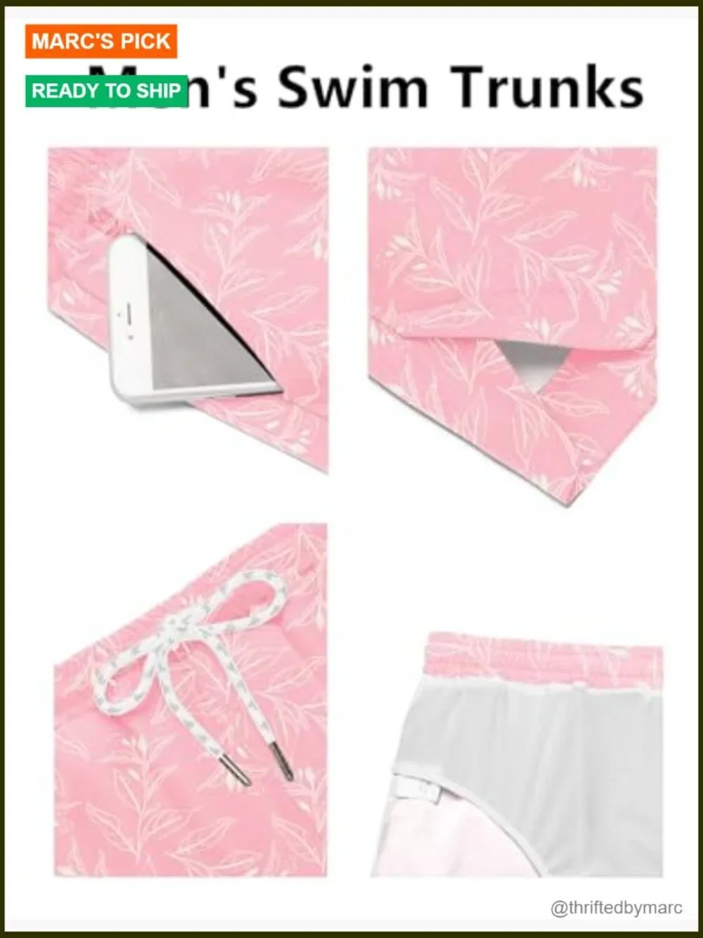 Men's Quick Dry Board Shorts with Pockets 5 Inch Inseam